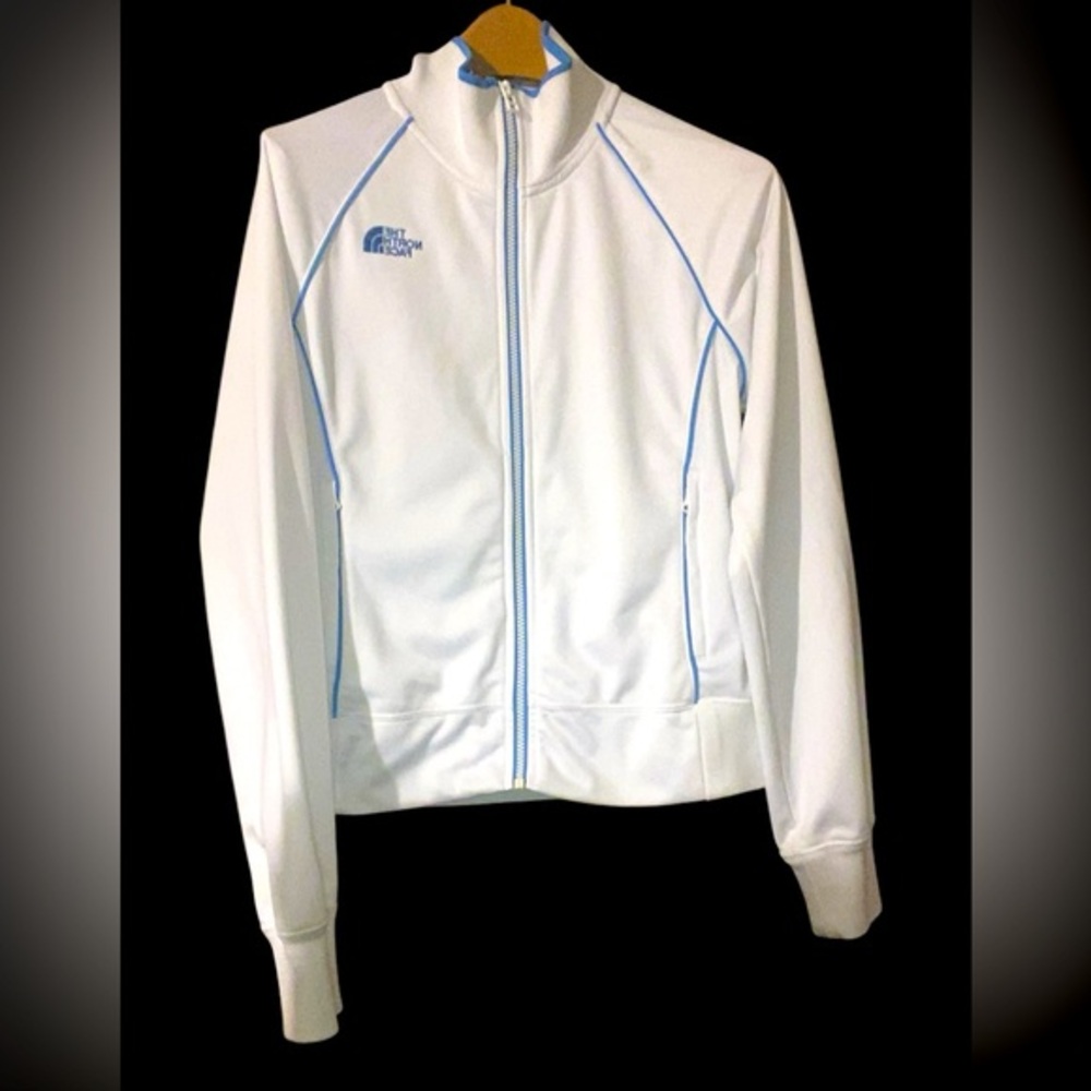 The North Face White Jacket with Blue Accents